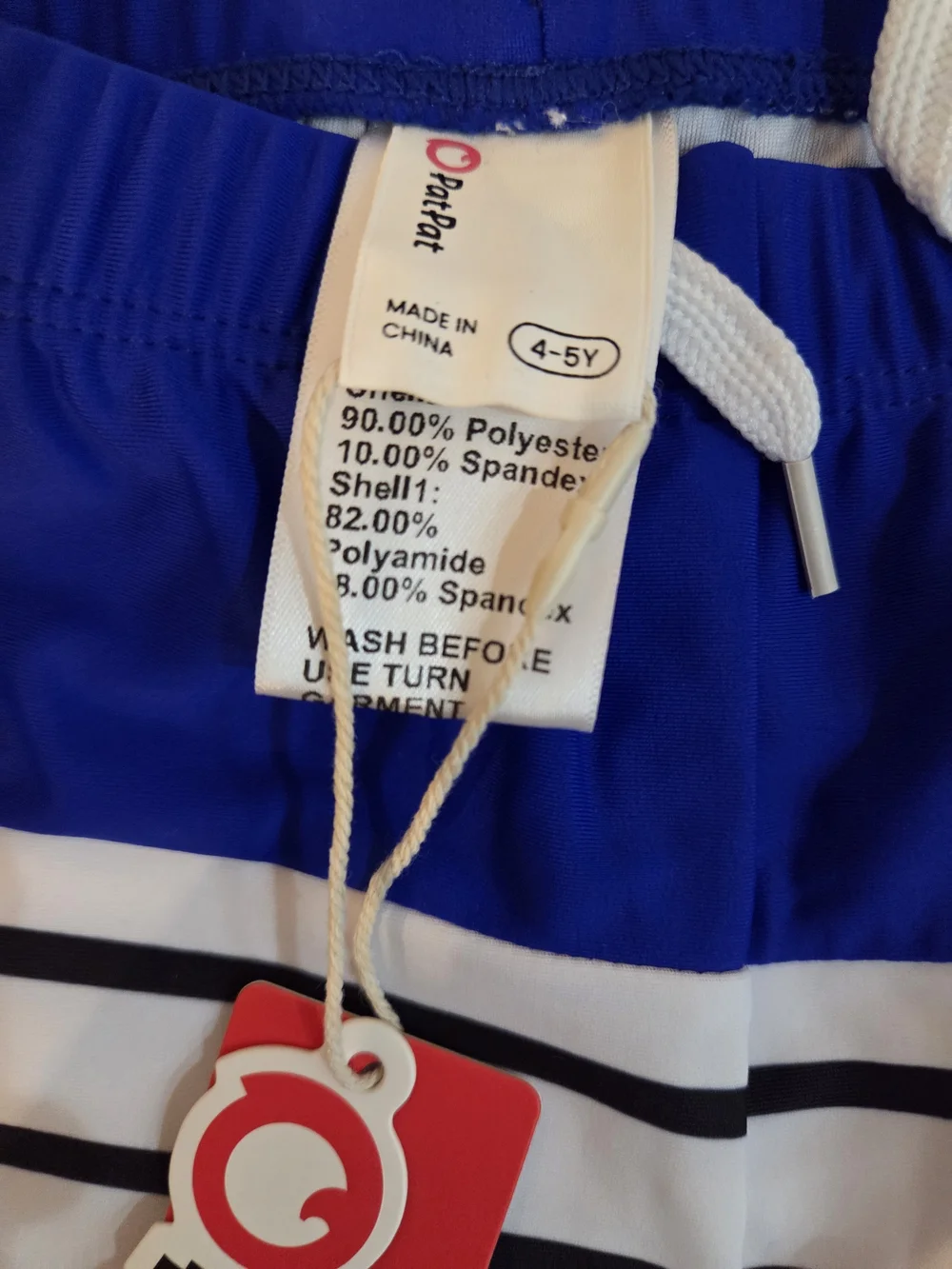 PatPat Royal Blue and White Striped Boys Swim Shorts Size 4-5Y Swimsuit Swimwear